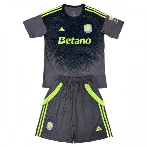 Officiële Voetbalshirt + Korte Broek Doelman Aston Villa 2025-26 Zwarte - Kids Officiële Voetbalshirt + Korte Broek Doelman Aston Villa 2025-26 Zwarte - Kids